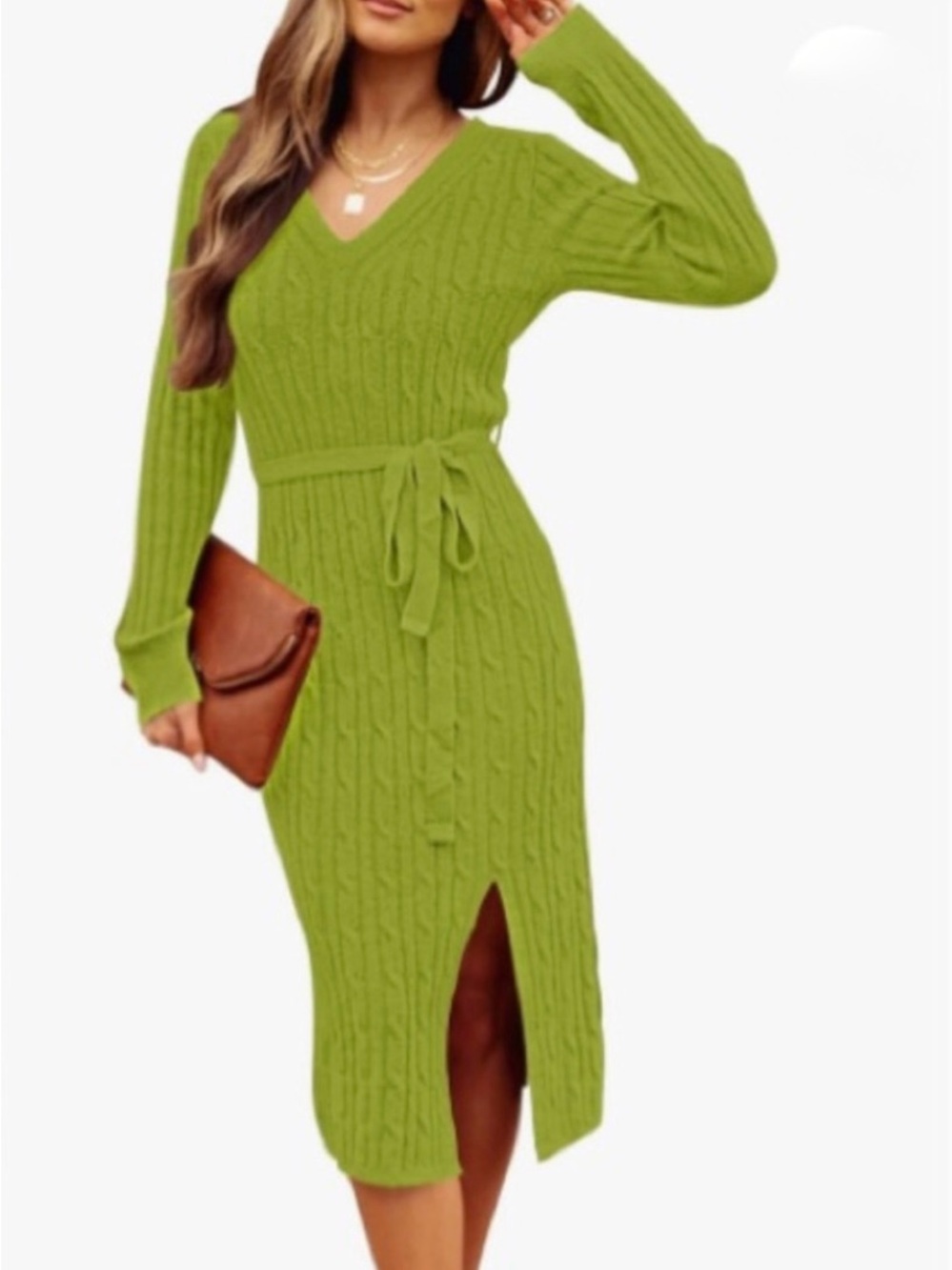 MEROKEETY PULLOVER BELTED BODYCON SLIT SWEATER DRESS XL NWT